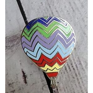 Hot Air Balloon Rainbow Chevron Pattern Vintage Tack Pin Hat Pin